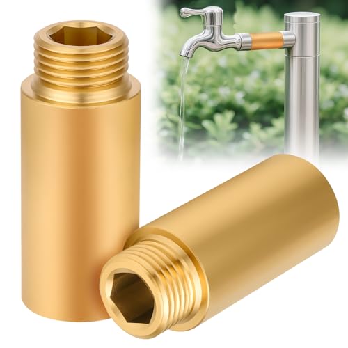 Flintronic Hahnverlängerung 1/2 Zoll x 50 mm, Messing Innengewinde und Außengewinde verlängert, 1/2 IG x 1/2 AG, 1/2 zoll verlängerung für Haus & Garten Trinkwasser und Heizung Installation