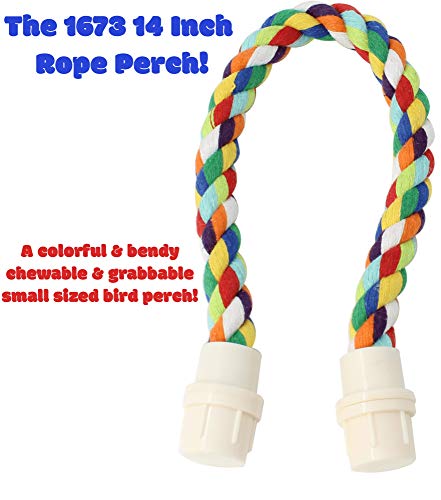 Bonka Bird Toys 1673 13 Inch Rope Perch Colorful Bendable Chewable Climb Parrotlet Cockatiel Parakeet #TOP5