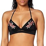Iris & Lilly Damen Neckholder-Bikinioberteil, Schwarz, Floral, 42 (Labe: XL)