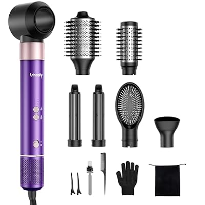 Vincofy 7 in1 Hair Styler Dryer Brush Set, 1500W Blow Dryer Brush, Purple