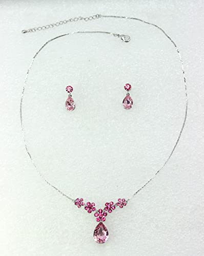 Image of Faship Gorgeous Rhinestone Crystal Floral Necklace Earrings Set