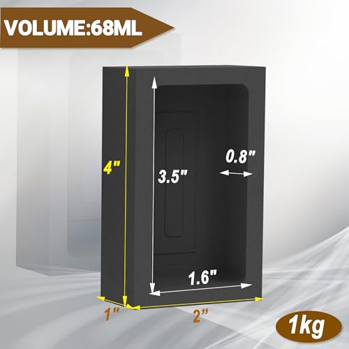 2 Pieces 1kg CANALHOUT Graphite Ingot Mold Casting Tool, Casting Melting Tool, Used for Refining Gold, Silver, Copper, Aluminum, Brass(4 x 2 x 1 Inch) - Thumbnail 2