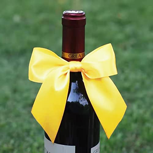 Image of Solid Color Double Faced Yellow Satin Ribbon 1-1 /2 inch X 50 Yards, Ribbons Perfect for Crafts, Wedding Decor, Bow Making, Sewing, Gift Package Wrapping and More
