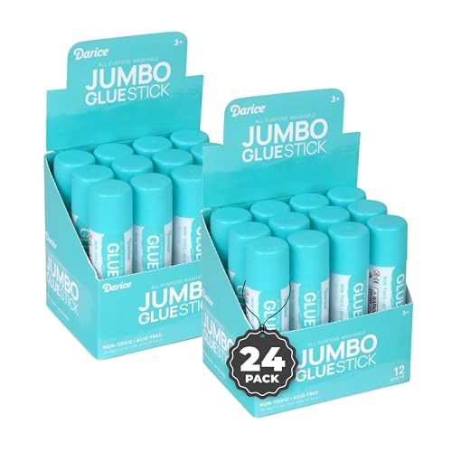 Darice Jumbo Glue Sticks, 1.4 Oz (40g) – All-Purpose Washable School Glue for Crafts, Paper, & Fabric – Clear Drying, Acid-Free & Non-Toxic – Bulk Classroom Supply (24 Pack) by Darice - Used condition - US$32.56
