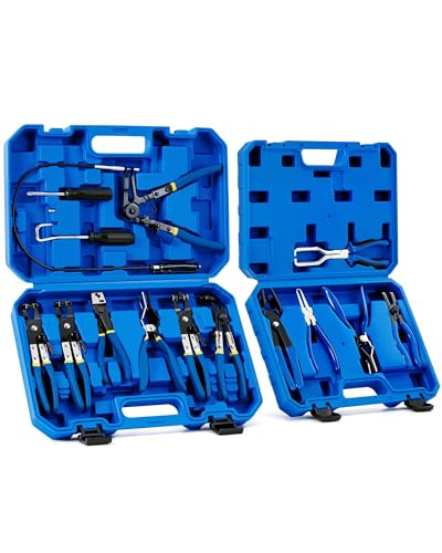 Image of OMT14pc Fuel Line Pliers &Hose Clamp Pliers Set, Fuel Line Disconnect Tool | Hose Clamp Disconnect Tool with Fuel Filter Caliper Pipe, Heavy-Duty Hose Removal Pliers, Car Pipe Repair Set for Auto Line