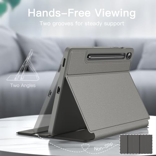 Image of JETech Cover Case for Samsung Galaxy Tab S10 Lite / S10 FE / S9 FE 10.9-Inch with S Pen Holder, Slim Folio Stand Protective Tablet Cover, Multi-Angle Viewing (Gray)
