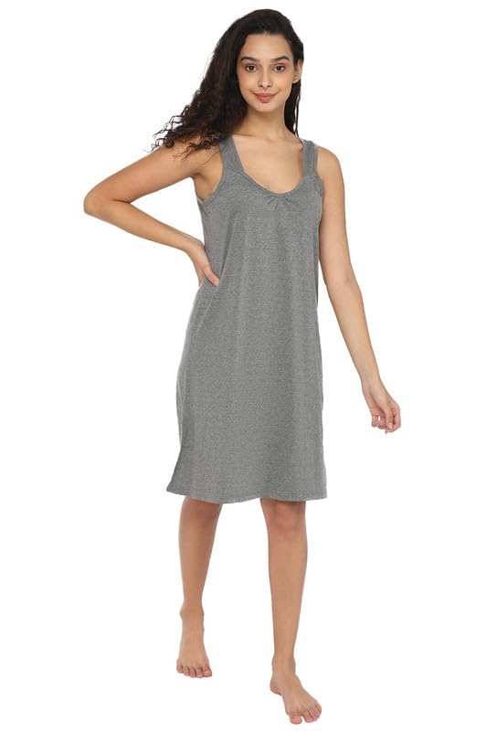Image of INTIMACY LINGERIE Knee-Length Cotton Slips for Women Maxi Nighty Slip 3 /4 Slip Short Nighty Comfortable Cotton Night Slip for Women