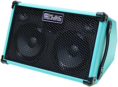 Coolmusic BP40D Powered Acoustic Guitar Amplifier- Portable Bluetooth Speaker 80W W/Battery with Reverb Chorus Delay Effect, 6 Inputs,3 Band EQ, Blue