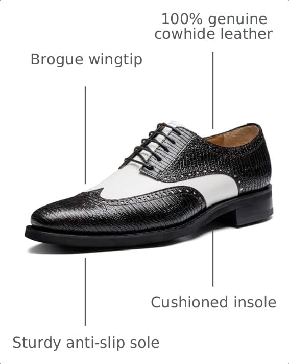 Image of Men's Dress Shoes Genuine Leather Oxfords Luxury Formal Business Suit Shoes with Blake Rapid Stitch