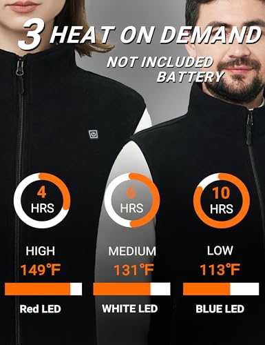 Heated Vest for Men Women, 3 Heating Levels 6 Heating Zones, Heated Jackets for Men Women (Not Included Battery)3