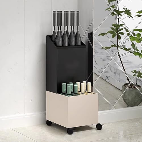 GYRAZXS Wrought Iron Umbrella Stand with Removable Drip Tray and Wheels – Portable Storage Rack for Home and Office Entryway