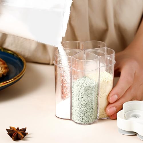Recipientes de temperos de viagem 5 em 1, potes de plástico transparente, tampa hermética para churr