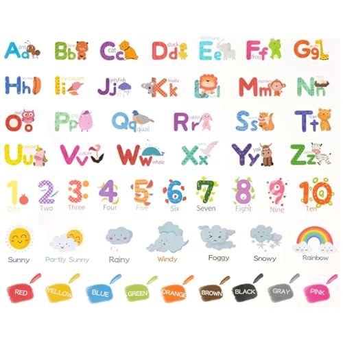 Chunlin Laoda Sticker mural décoratif pour chambre d'enfant Motif alphabet coloré Animaux Chiffres Formes Décoration murale pour salle de classe, chambre de bébé, salle de jeux