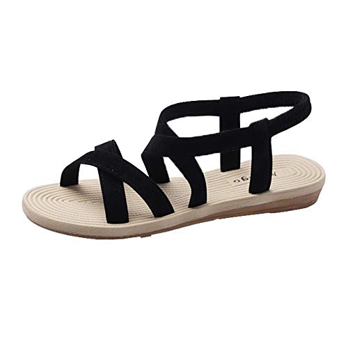 Uwdiohq Sandalias Mujer Diseño Minimalista Verano Gladiators Beach Flat Casual Hawaianas Hombre Chanclas (Black, 39) Comodas Trekking Sandalia Zapatos Pies Anchos Fucsia Vestir Playa Marron