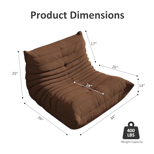 Image of Giant Bean Bag Chair for Adults,Comfy Lazy Fireside Accent Chair with Memory Foam,Cozy Single Floor Sofa Couch Boneless Chaise Lounge for Living Room Bedroom Gaming Room(Coffee,1Seater)