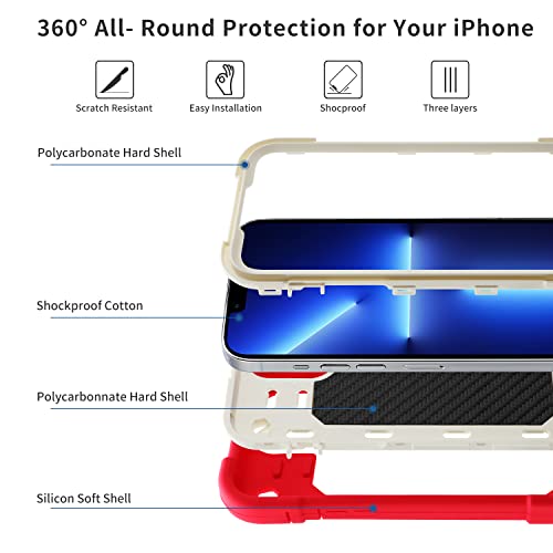 Image of MARKILL Compatible with iPhone with Built-in 360Rotating Ring Stand, Military Grade Drop Protection Full Body Rugged Heavy Duty Case Durable Cover (Hot Pink, iPhone 14 /13 6.1 inch)