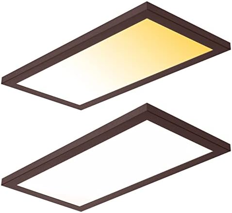 Pelogona 1x2 LED Flat Panel Light, Rectangular Flush Mount Ceiling Light, Dimmable & 3K 4K 5K Selectable, 22W Bright, Oil Rubbed Bronze, ETL, 2 Pack