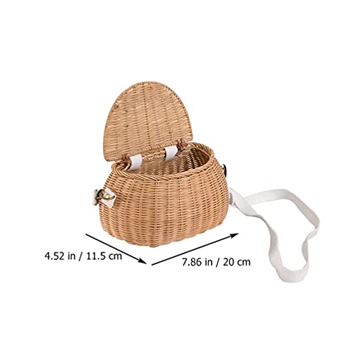 Cabilock Children Bike Basket Wicker Bike Scooter Tricycle Basket Childrens Basket Finely Woven Backpack With Lid Shoulder Strap Front Handlebar Basket Rattan Basket For Kids Handlebar Bike Basket #TOP2