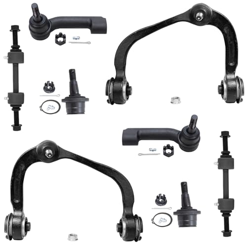 Image of Detroit Axle - 8pc Front End Control Arms Kit for 2007-2017 Ford Expedition Lincoln Navigator, 2009-2014 F-150, 2 Upper Control Arms 2 Outer Tie Rod Ends 2 Sway Bars 2 Lower Ball Joints Replacement