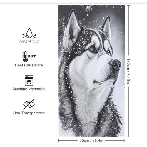 Rideau de douche loup imperméable lavable rideau salle de bain polyester - 4