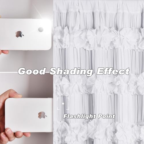 Homechoice Decor White Blackout Drapes - Handmade Ruffles & Butterfly Flower Accents Heat Blocking Window Curtain 54" x 84" x 2 Panels - Thermal Insulated, Soundproof & Light Reducing Curtains (LQ-37) by Homechoice Decor - Image 7