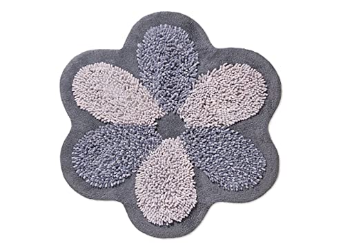BIANCHERIAWEB Tappeto A Fiore Casa Bagno Cotone Spugna Morbida Antiscivolo Flower Grigio