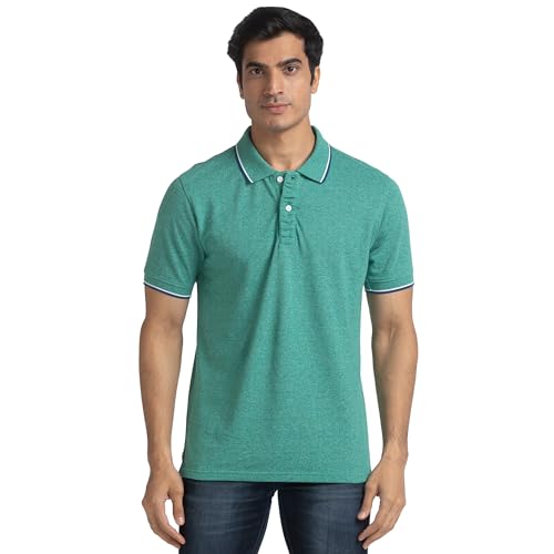 Image of Colorplus Tailored Fit Medium Green T-Shirt for Men