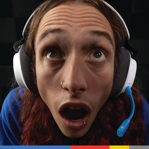 Skullcandy SLYR Pro Casque de Gaming Multiplateforme Supra-Auriculaire sans Fil avec Transmetteur USB-A à Latence Ultrabasse, Compatible avec PlayStation ou Xbox, PC, Nintendo Switch - White/Bleu