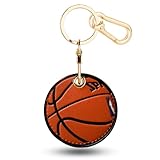 Zhapynil Leather Keychain Holder Case for AirTag, Cute Protective Cover for Apple Airtag KeyChain Ring Fob Accessories, GPS Tracker Item Finder Case for Keys,Walllet,Pets(Basketball)