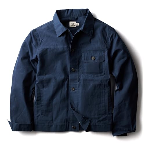 Image of Huckberry Flint and Tinder Dry Wax Trucker Jacket, Unlined Mens Lightweight Cotton Jacket