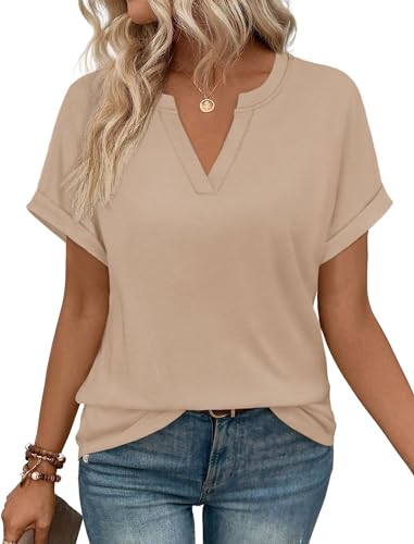 WIHOLL Womens Summer Blouses 2026 Spring Short Sleeve Tshirts Airport...