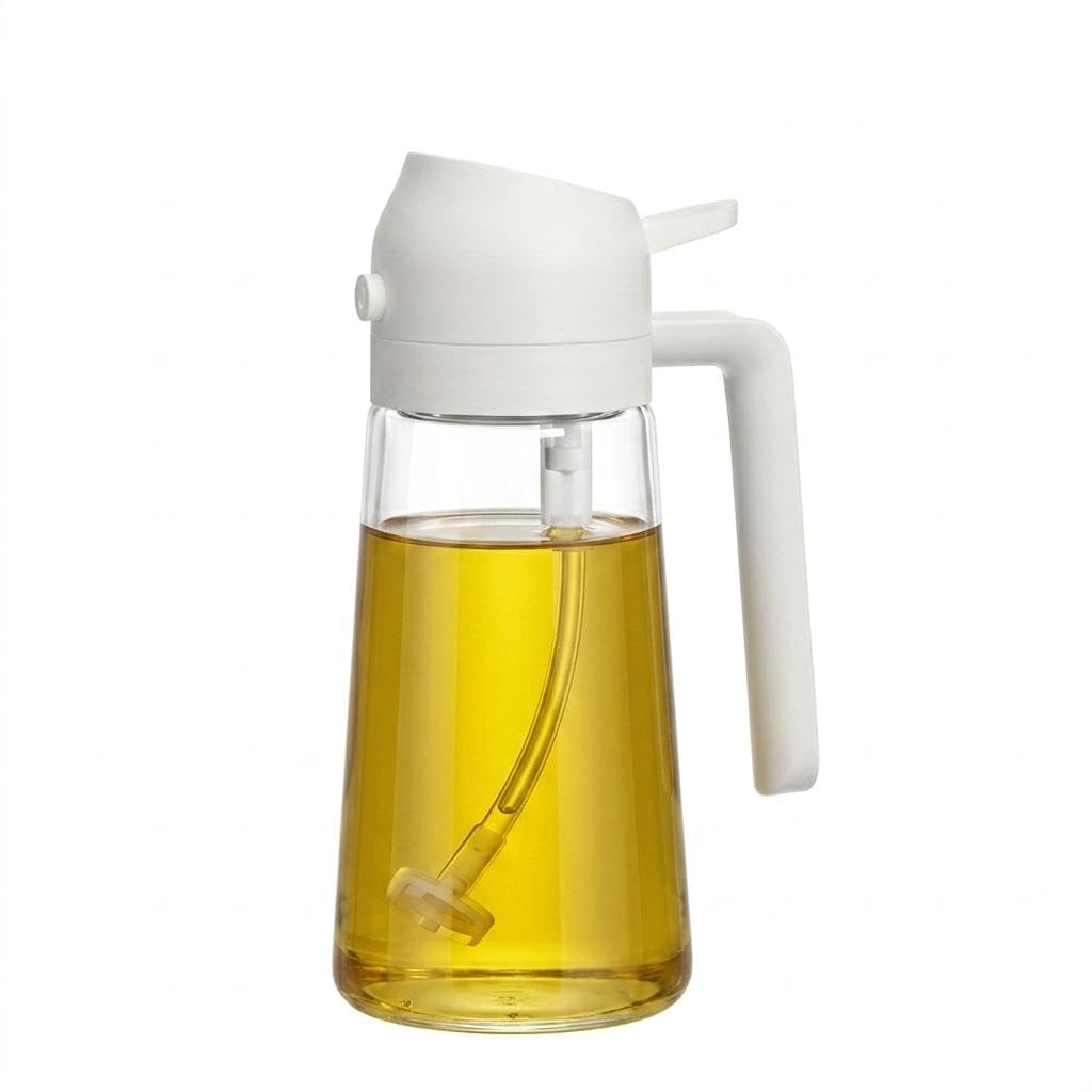 Galheteiro Borrifador 2 em 1 de Óleo Vidro com Tampa PP 470ml para Air Fryer e Saladas