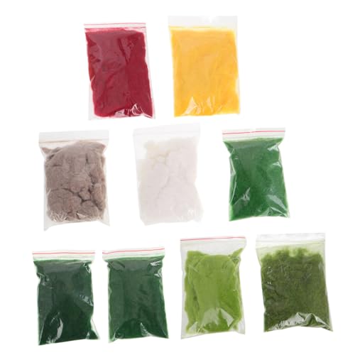 ORFOFE 9pcs Miniature Static Grass Basing Supplies for DIY Scenery Diverse Colors for Model Railroad Dioramas for Train Models Architectural School Projects