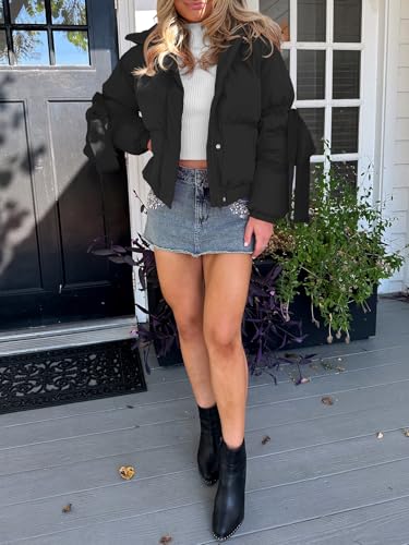 Tankaneo Womens Bow Puffer Jacket Winter Warm Cropped Quilted Jackets Baggy Short Down Coats3