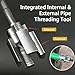 Integrated Internal & External Pipe Threading Tool,Pipe Thread Cutting Tool, 1/2'' 3/4'' Dies, Dual-Function Pipe Thread Cutting Tool,for Drill Cutting Threading(DN15+DN20)