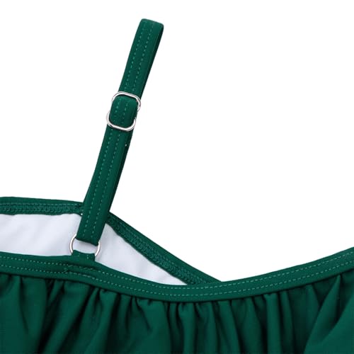 Image of Alakuoti Girls One Piece Swimsuits Cutout Ruffle Bathing Suit Quick Dry Beach Swimwear with Adjustable Strap 5-14 Years