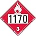 Labelmaster ZEZ21170 UN 1170 Flammable Liquid Hazmat Placard, E-Z Removable Vinyl (Pack of 25)