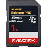 SANDISK Extreme PRO SD UHS-II V90 Karte mit 1 TB (Lesegeschwindigkeiten von bis zu 310 MB/s, Schreibgeschwindigkeiten von bis zu 305 MB/s, kompatibel mit DSLR-Kameras und spiegellosen Kameras)