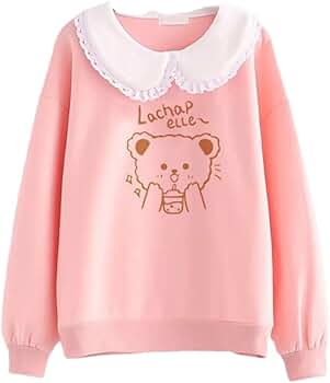 Cute Bear Bunny Hoodie Collar Sweatshirt Shirt Pink Hoodie