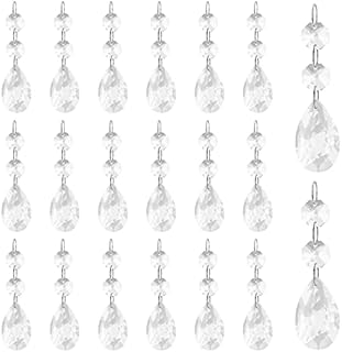 BELLE VOUS Clear Crystal Teardrop Chandelier Pendants (20 Pack) - 8.6cm/3.38 inches - Hanging Decoration Beads for Chandeliers, Prisms, DIY Suncatcher Parts, Wedding/Christmas Party & Garlands