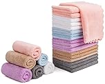 Orighty Makeup Remover Cloths, Cleansing, Reusable, Soft & Washable Coral Fleece Microfiber Washcloths/Towel for Face, Eye, Lips, Pack of 24, 7 x 7 inch
