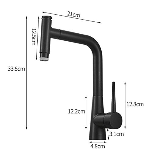 Robinet de cuisine avec douchette extractible 2 modes jet puissant et mitigeur noir