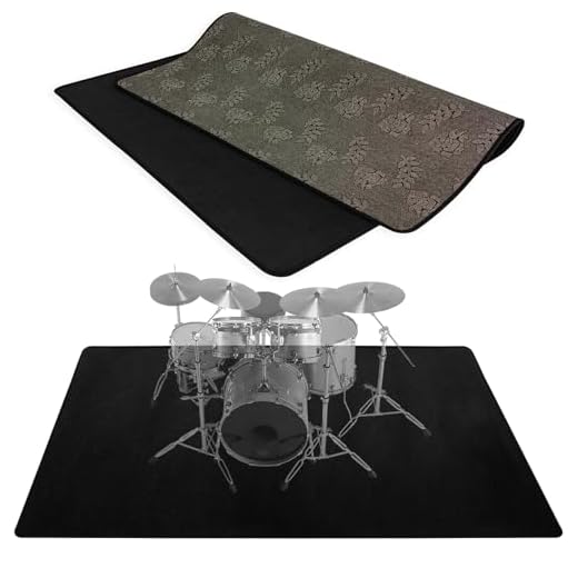 IBVIVIC 3.9Ft x 5.2Ft Drum Pad Drum Mat Drum Carpet, Tightly Woven Fabric with Non-Slip Grip Bottom, Roll of 21.2 Square Feet Great Gift for Drummers, Black