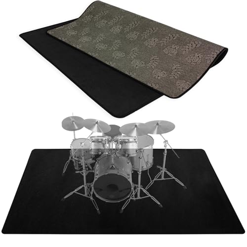 IBVIVIC 5.2Ft x 6.5Ft Drum Mat Drum Carpet Tightly Woven Fabric Drum Rug with Non-Slip Grip Bottom Roll of 35 Square Feet, Black by IBVIVIC - Used condition - US$32.29