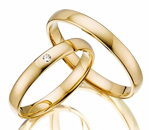 123traumringe Eheringe Gold 333 | Paarpreis mit 1 Brillant inkl. Gravur I Gelbgold Trauringe für Sie und Ihn I Hochzeitsringe Verlobungsringe Partnerringe Cover