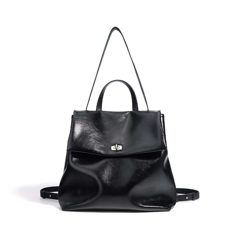 Sac à bandoulière double en cuir véritable spacieux avec poignée femme