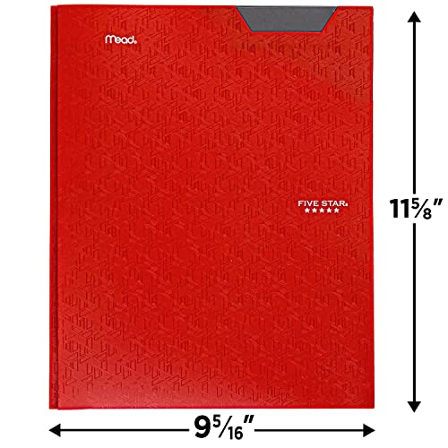 Five Star 2-Pocket Folder, Plastic Folder With Stay-Put Tabs And Prong Fasteners, Fits 3-Ring Binders, Includes Writable Label, Holds 11" X 8-1/2", Fire Red (72109) #TOP7