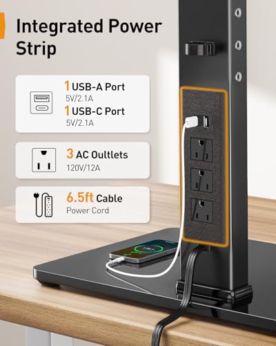 Support autonome pour 2 écrans Perlegear PGTVS41B avec base en verre réglable
