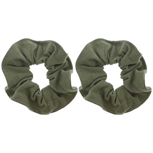 Motique Accessories Large Scrunchies for Thick Hair, 2 Pack, Olive Green