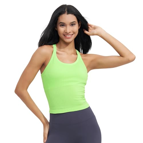 Image of sphinx cat Womens Ribbed Workout Crop Tops with Built in Bra Yoga Racerback Tank Top Slim Fit